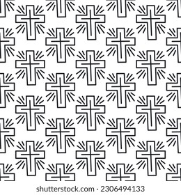 Seamless pattern with Christian crosses. Print for textile, covers, surface. For fashion fabric. Religious seamless pattern