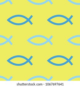 seamless pattern of christian fish symbol on colorful background
