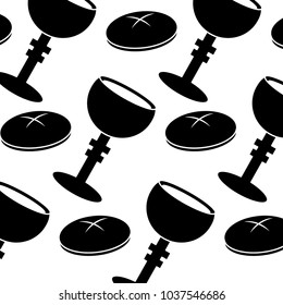 seamless pattern christianity religious grail and bread vector illustration