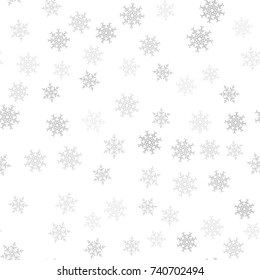 Seamless pattern. Christmas abstract background made of snowflakes on white. Design postcards, posters, greeting for the new year. Vector illustration.