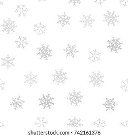 Seamless pattern. Christmas abstract background made of snowflakes on white. Design postcards, posters, greeting for the new year. Vector illustration.