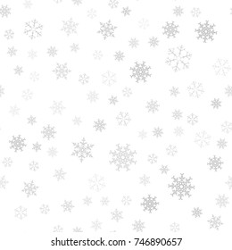 Seamless pattern. Christmas abstract background made of snowflakes on white. Design postcards, posters, greeting for the new year. Vector illustration.