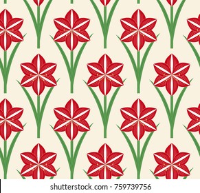 Seamless pattern Christmas amaryllis,vector