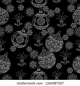 Seamless Pattern. Christmas background hand drawn. Christmas decoration vector illustration.