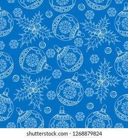 Seamless Pattern. Christmas background hand drawn. Christmas decoration vector illustration.