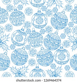 Seamless Pattern. Christmas background hand drawn. Christmas decoration vector illustration.