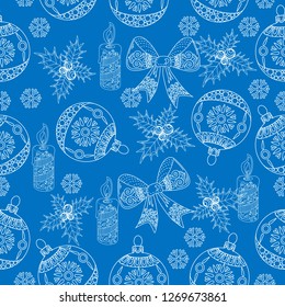 Seamless Pattern. Christmas background hand drawn. Christmas decoration vector illustration.