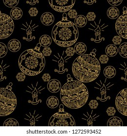 Seamless Pattern. Christmas background hand drawn. Christmas decoration vector illustration.