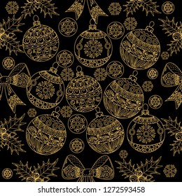 Seamless Pattern. Christmas background hand drawn. Christmas decoration vector illustration.