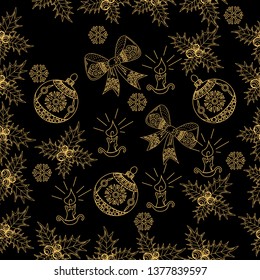 Seamless Pattern. Christmas background hand drawn. Christmas decoration vector illustration.
