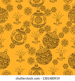 Seamless Pattern. Christmas background hand drawn. Christmas decoration vector illustration.