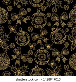 Seamless Pattern. Christmas background hand drawn. Christmas decoration vector illustration.