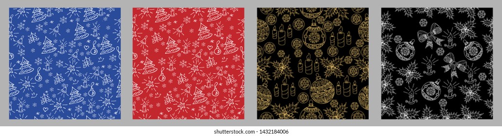 Seamless Pattern. Christmas background hand drawn. Christmas decoration vector illustration.