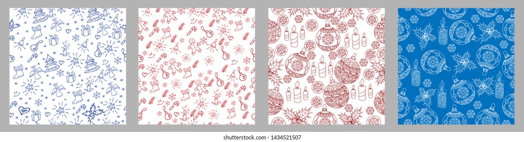 Seamless Pattern. Christmas background hand drawn. Christmas decoration vector illustration.