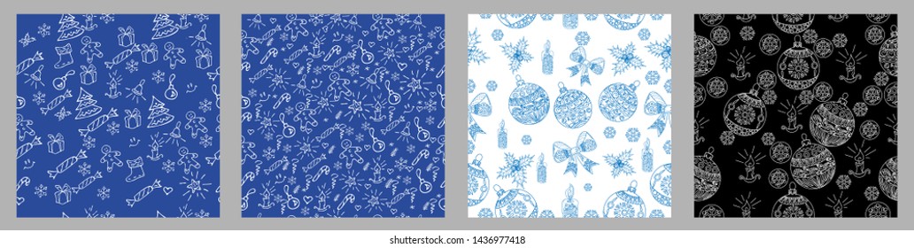 Seamless Pattern. Christmas background hand drawn. Christmas decoration vector illustration.