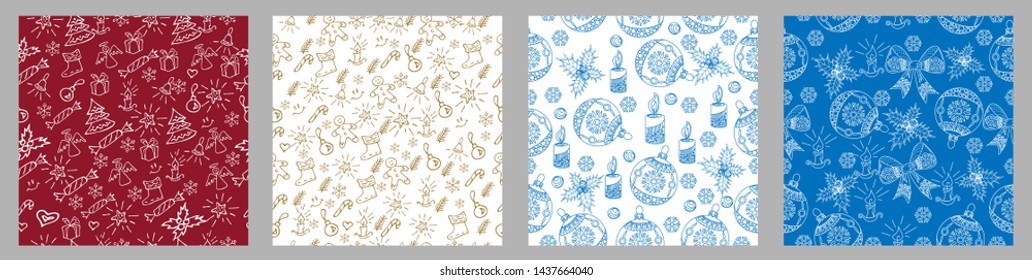 Seamless Pattern. Christmas background hand drawn. Christmas decoration vector illustration.
