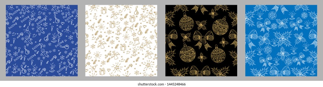 Seamless Pattern. Christmas background hand drawn. Christmas decoration vector illustration.