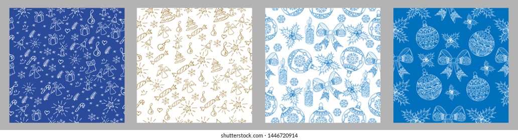 Seamless Pattern. Christmas background hand drawn. Christmas decoration vector illustration.