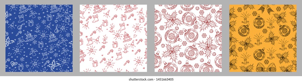 Seamless Pattern. Christmas background hand drawn. Christmas decoration vector illustration.