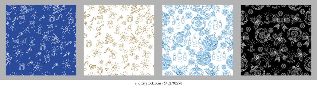Seamless Pattern. Christmas background hand drawn. Christmas decoration vector illustration.