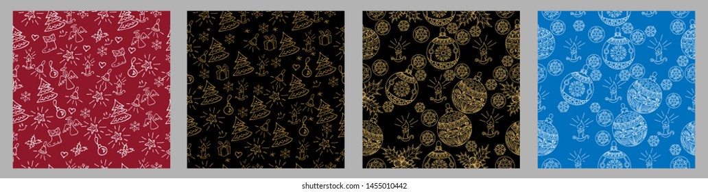 Seamless Pattern. Christmas background hand drawn. Christmas decoration vector illustration.