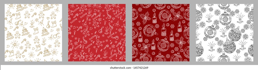 Seamless Pattern. Christmas background hand drawn. Christmas decoration vector illustration.