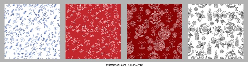 Seamless Pattern. Christmas background hand drawn. Christmas decoration vector illustration.