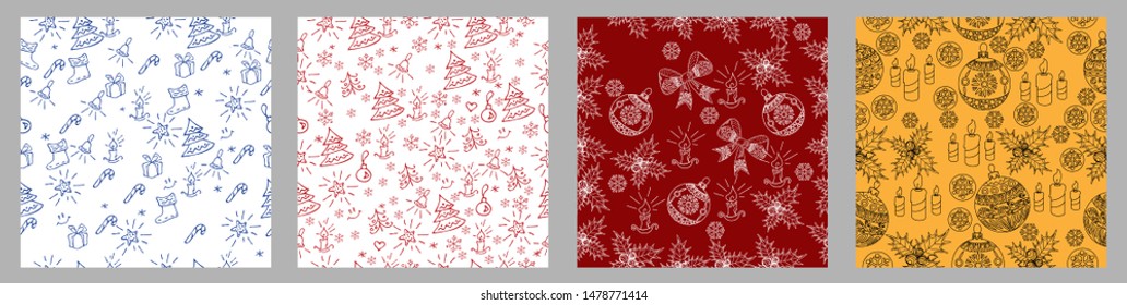 Seamless Pattern. Christmas background hand drawn. Christmas decoration vector illustration.