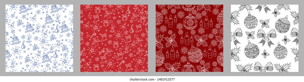 Seamless Pattern. Christmas background hand drawn. Christmas decoration vector illustration.
