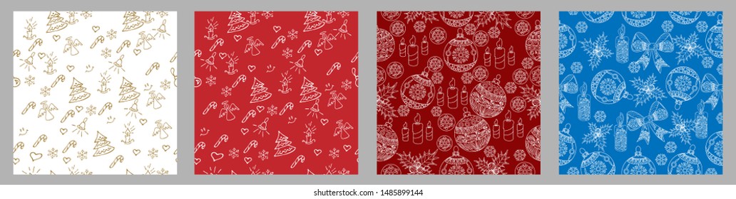 Seamless Pattern. Christmas background hand drawn. Christmas decoration vector illustration.