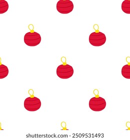 Seamless pattern with Christmas ball. Hand drawn design. Illustration on white background.