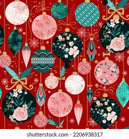 Seamless pattern with Christmas balls