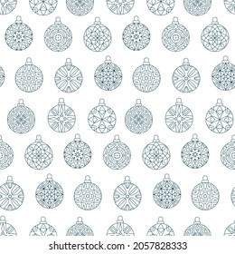 Patrón transparente de bolas de navidad con diseño geométrico abstracto