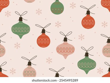 Patrón sin fisuras con bolas de Navidad. Fondo de vacaciones brillante. Diseño colorido para el diseño del año Nuevo. Textura para las vacaciones de invierno. Patrón de Navidades y saludos de Nuevo año