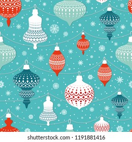 Seamless pattern with christmas balls. Decor for Christmas spruce. A pattern for festive design and packaging.