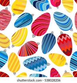 Seamless pattern of Christmas Balls. Christmas Decorations on White Background.
