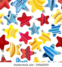 Seamless pattern of Christmas Balls. Christmas Decorations on White Background.