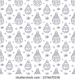 Seamless pattern with Christmas balls. Hand drawn style. Doodle style. Christmas or New Year vector illustration. Design element for wallpaper, wrapping paper, banner or fabric.