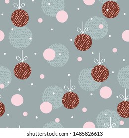 Seamless pattern with Christmas balls. Hand-drawn. For printing on fabric, paper.