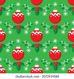 Seamless pattern with Christmas balls. Holiday New Year or Christmas vector illustration. Design element for banner, wallpaper, wrapping paper or fabric.