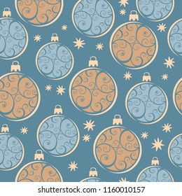 Seamless pattern with Christmas balls. New Year and Christmas illustration. Design element for fabric, wallpaper or gift wrap.