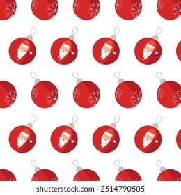 Seamless pattern with Christmas balls on a white background. Christmas and New Year concept.
