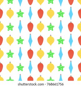 Seamless pattern with christmas balls on white background. Vector illustration

