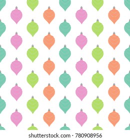 Seamless pattern with christmas balls on white background. Vector illustration