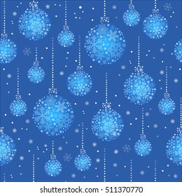 Seamless pattern of Christmas balls and snowflakes.