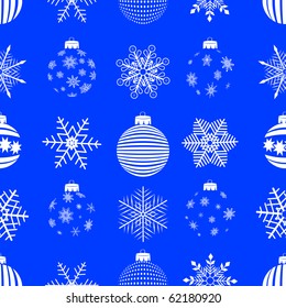 seamless pattern with christmas balls and snowflakes. vector.