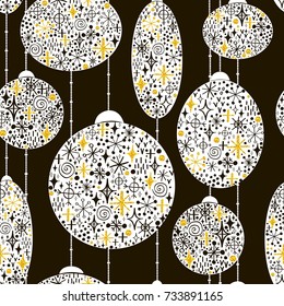 Seamless pattern with christmas balls from snowflakes.Vector