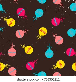 Seamless pattern with christmas balls and texture