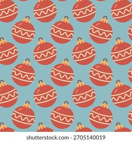 Seamless pattern with Christmas baubles in cozy festive colors. Perfect for holiday wrapping, textile design, backgrounds and winter-themed creative projects.