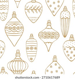 Seamless pattern with Christmas baubles. Hand drawn vector illustration.